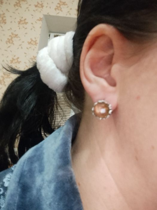 Сереб.серьги с нат.авантюрином