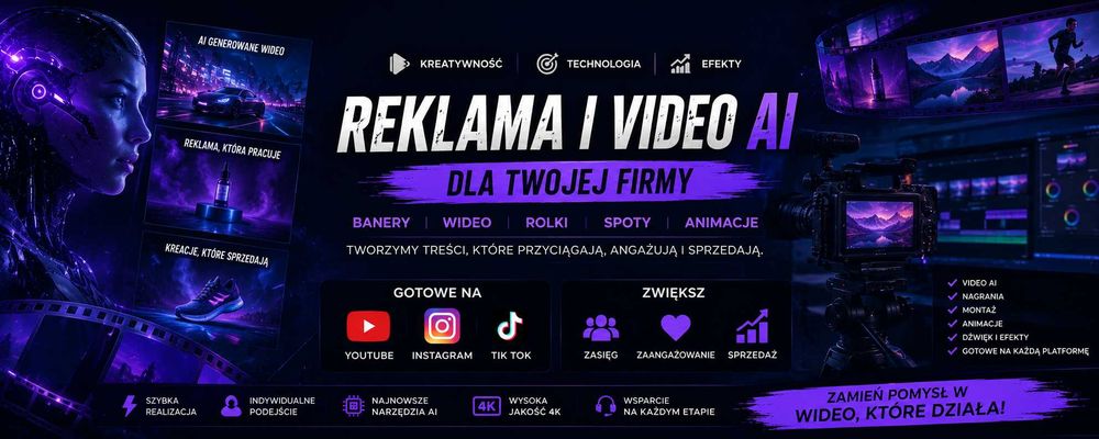 Wdrożenia systemów AI dla firm oraz reklama i klipy AI dla Twojej firmy – banery ,video, rolki, klipy AI  - Youtube , instagram , tik tok