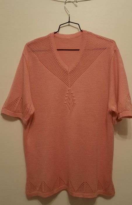 Bluzka ażur pudrowy róż 48 4 XL