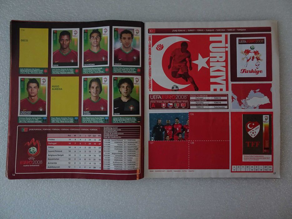 Caderneta de cromos de futebol Euro 2008 Panini (Tem 370 cromos)