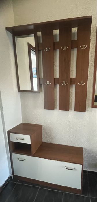 Zestaw do przedpokoju wieszak z lustrem+szafka na buty