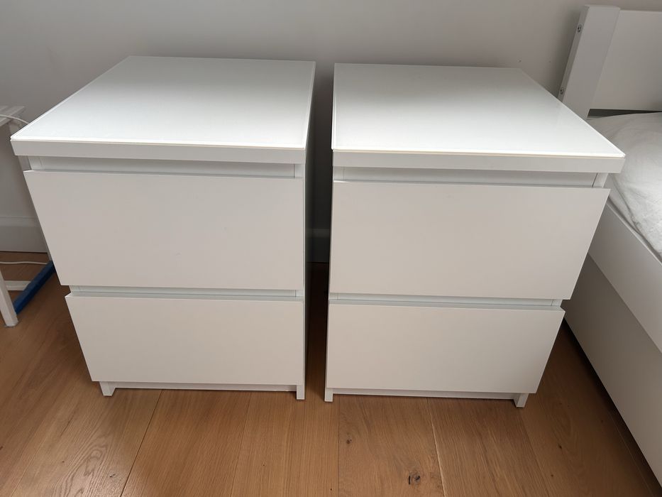 2 szafki nocne IKEA MALM + szklane blaty