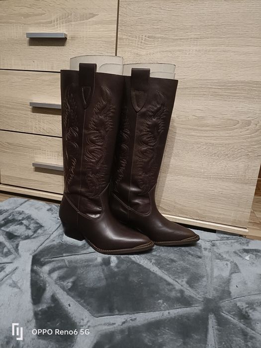 Skórzane kowbojki Maison 123, rozmiar 36