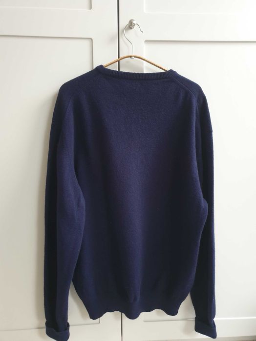 Granatowy sweter vintage 100% wełna jagnięca geelong L