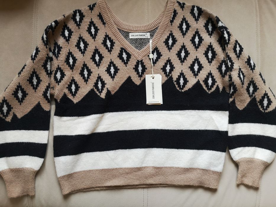 Swetr, sweter zimowy, ciepły, wzory, uni S/M/L, nowy