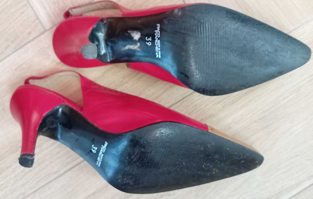 skórzane szpilki czerwone Noname 39