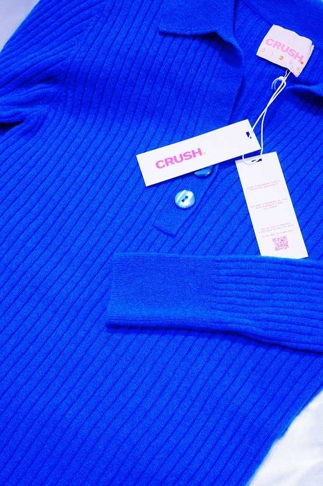 CRUSH sukienka S ołówkowa obcisła 100% kaszmirowa niebieska Cena Producenta: € 700