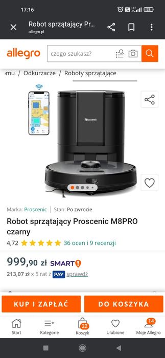 Robot sprzątający Procesing  z bazą samoczyszczącą