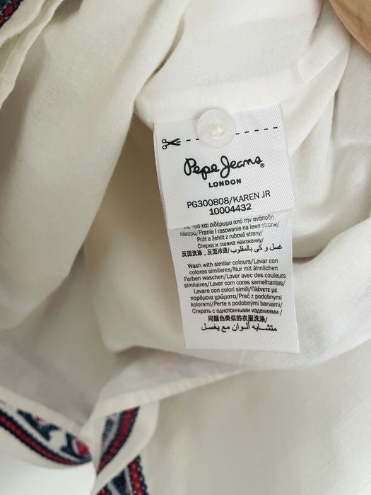 Pepe Jeans luźna biała bluzka tunika hafty 36-38 S M boho hippie