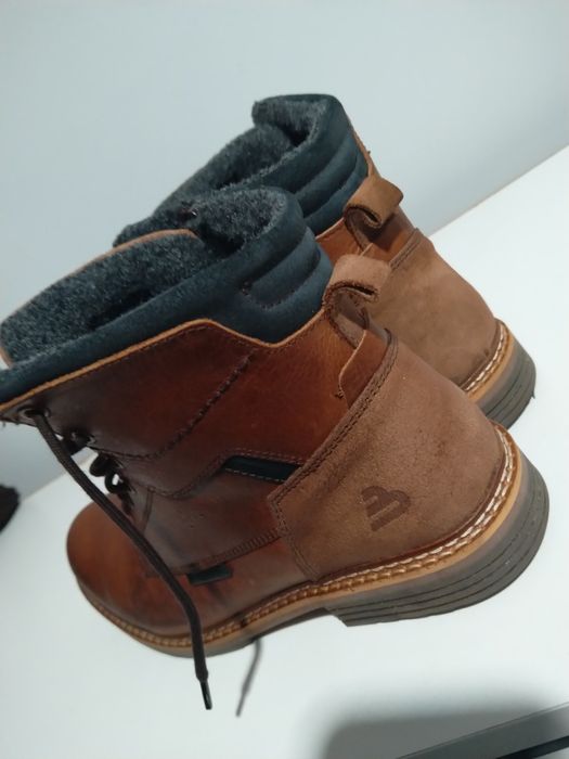 ‼️Bull boxera Brązowe buty męskie zimowe z ociepleniem skóra naturalna