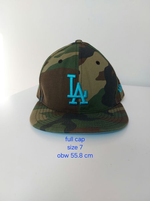 UNIKAT Full cap LA new era 7 55.8 cm moro turkus czapka z daszkiem