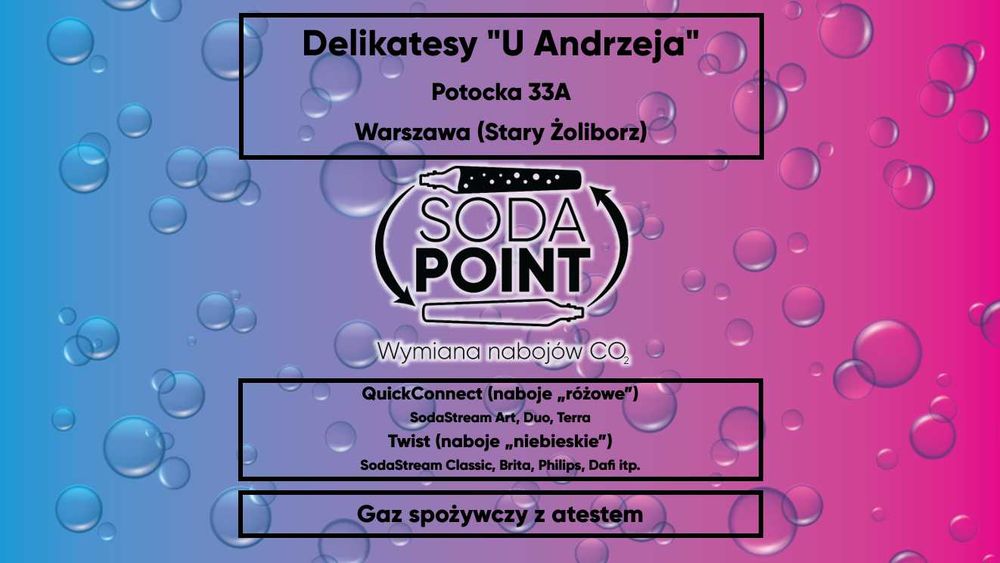 Sodastream Warszawa (Stary Żoliborz), Potocka 33A Wymiana nabojów CO2