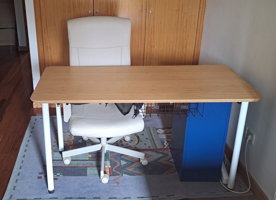 Secretária IKEA Anfallare + Cadeira IKEA Millberget + Bloco gavetas IKEA Helmer - Setup Completo