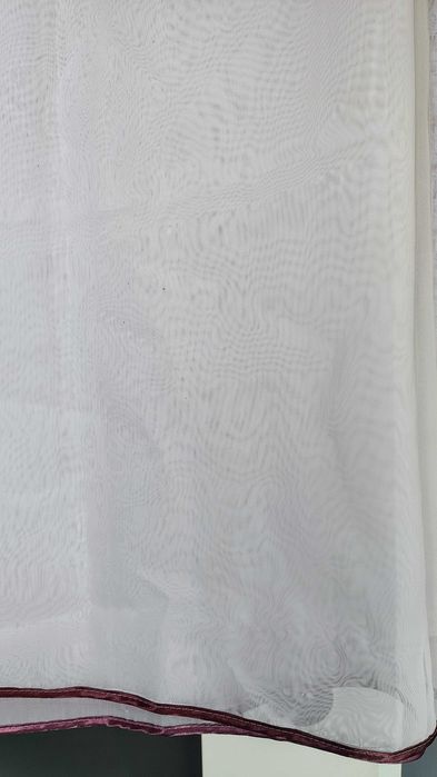 Firanki białe, gładkie z lamówką  4 m×150 cm   4 m× 125 cm