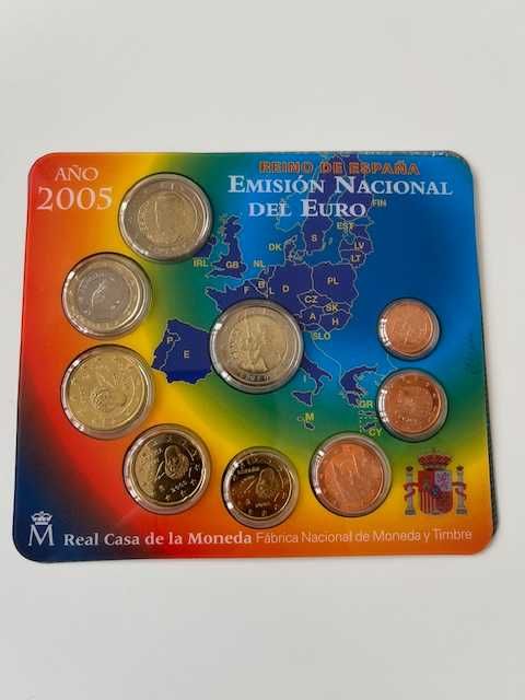 conjunto com 21 set de moedas de euro
