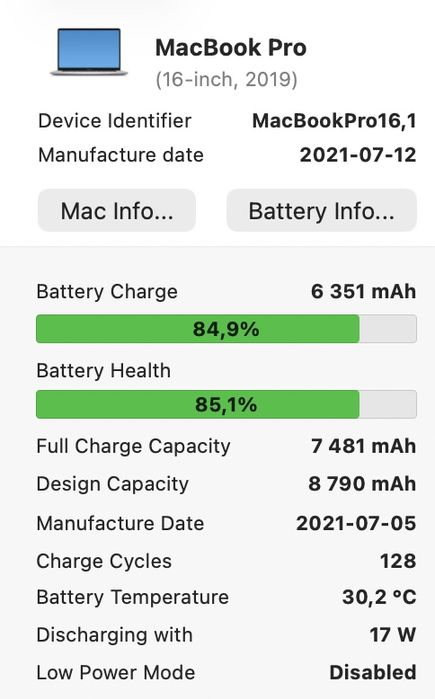 MacBook Pro 16 2019 8-Core i9 32GB RAM 512GB Radeon 4Gb