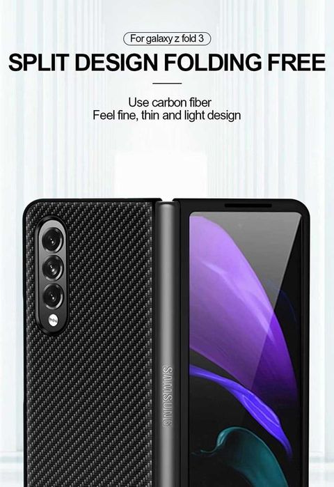 FTRONGRT etui do Samsung Galaxy Z Fold 3 pancerne mocne czarne carbon