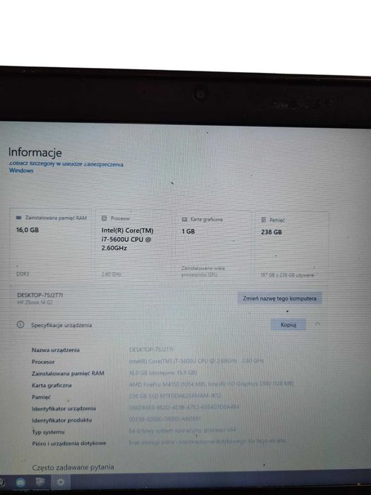 Laptop marki HP Z14