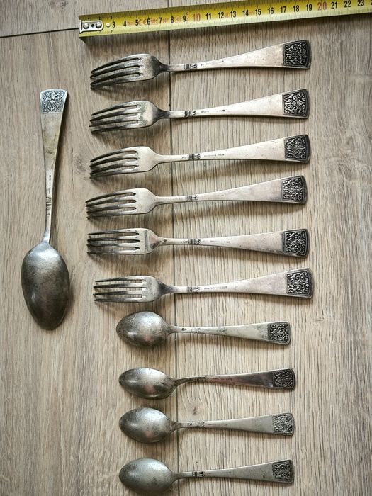 Przedwojenne sztućce plater Pelowski Centra Warszawa