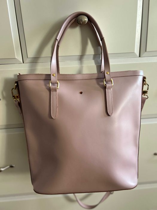 Torebka shopper Batycki skórzana pudrowy róż