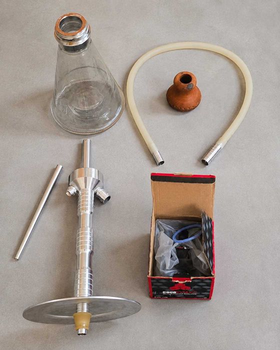 Narguilé / Shisha grande com mangueira, rosh e carvão