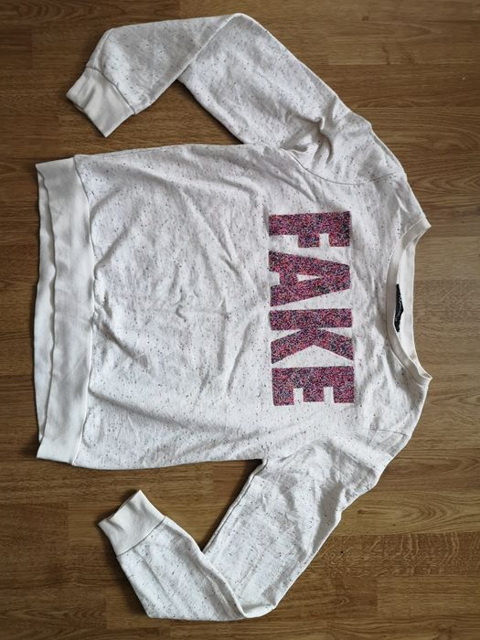 Bluza z napisem 3D koraliki szara h 158 164 ciepła
