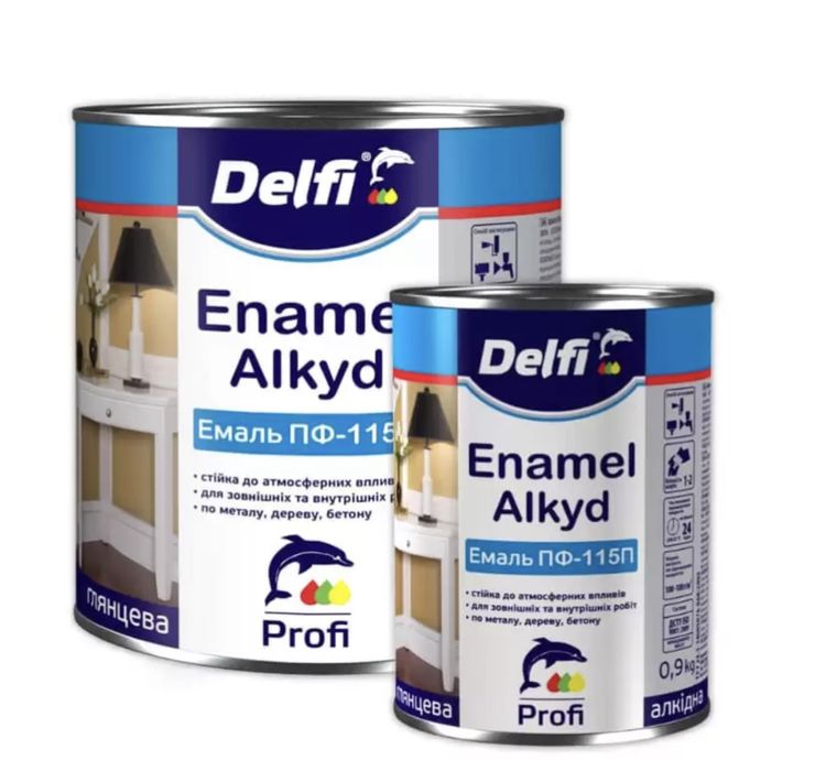 Эмаль Delfi алкидная ПФ-115П серая глянец 2,8 кг
