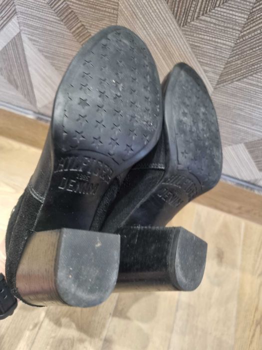 Botki Hilfiger Denim – skóra naturalna słupek 38