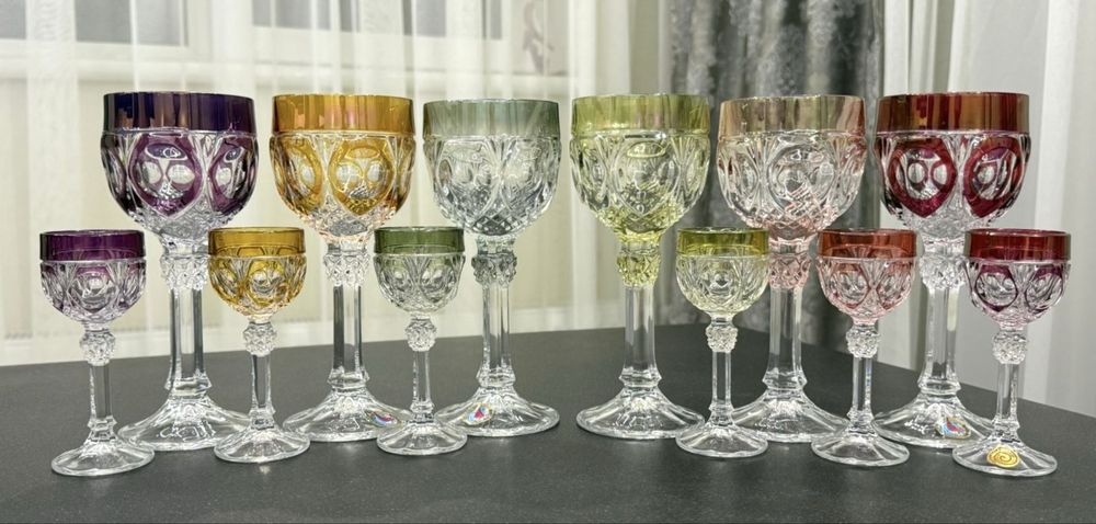 Хрустальные фужеры для вина и рюмки Hofbauer производства GDR Германия