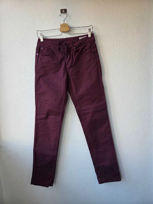 Calças bourdeaux da Quebramar, tamanho 36