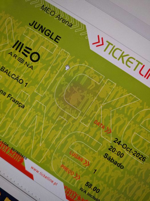 2 Bilhetes Jungle - Meo Arena 24 out - Balcão 1