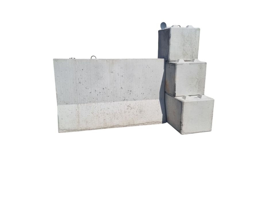 Bloki betonowe z transportem silos zasieki lego