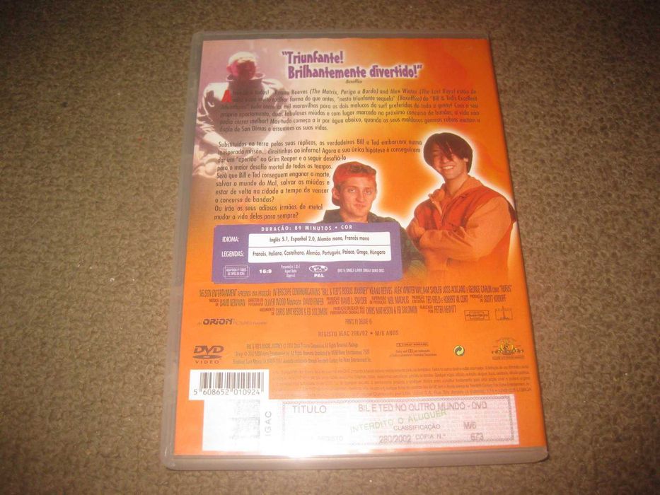 DVD "Bill & Ted No Outro Mundo" com Keanu Reeves/Raro!