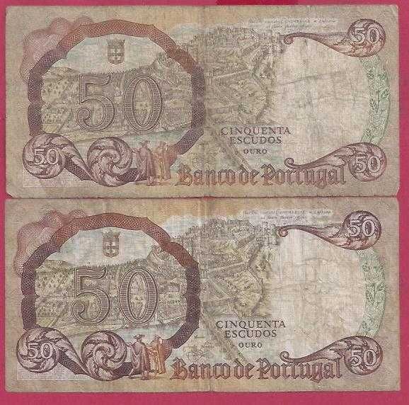 Notas  de  Portugal  5 Notas de 100 e 50 Escudos