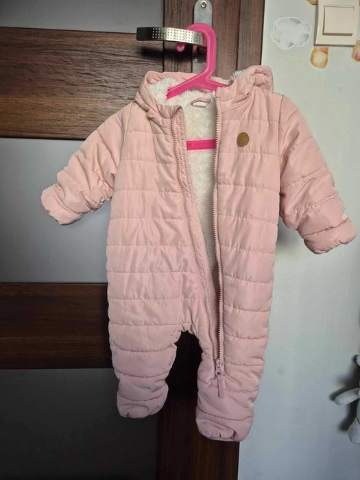Kombinezon zimowy blady róż H&M r.62