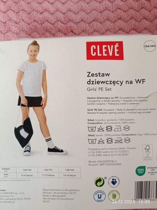 Zestaw na WF koszulka spodenki Cleve r 134 140