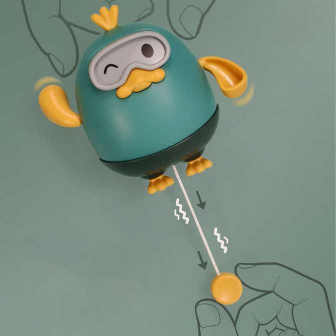 Brinquedos mecânico para banho - Pato aquáticos com corda puxar