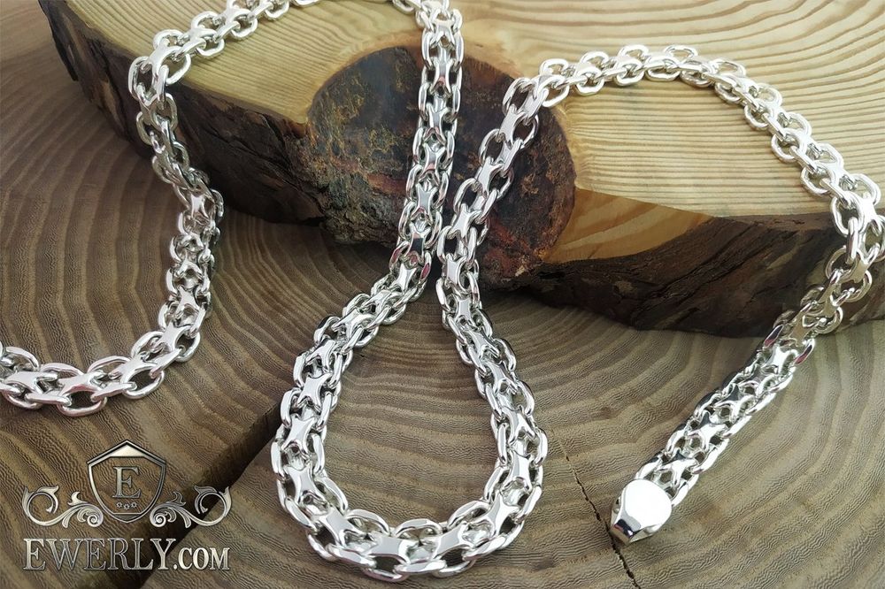 Серебряная цепочка Фараон, Двойная Якорная. Срібний ланцюг Якір подвій