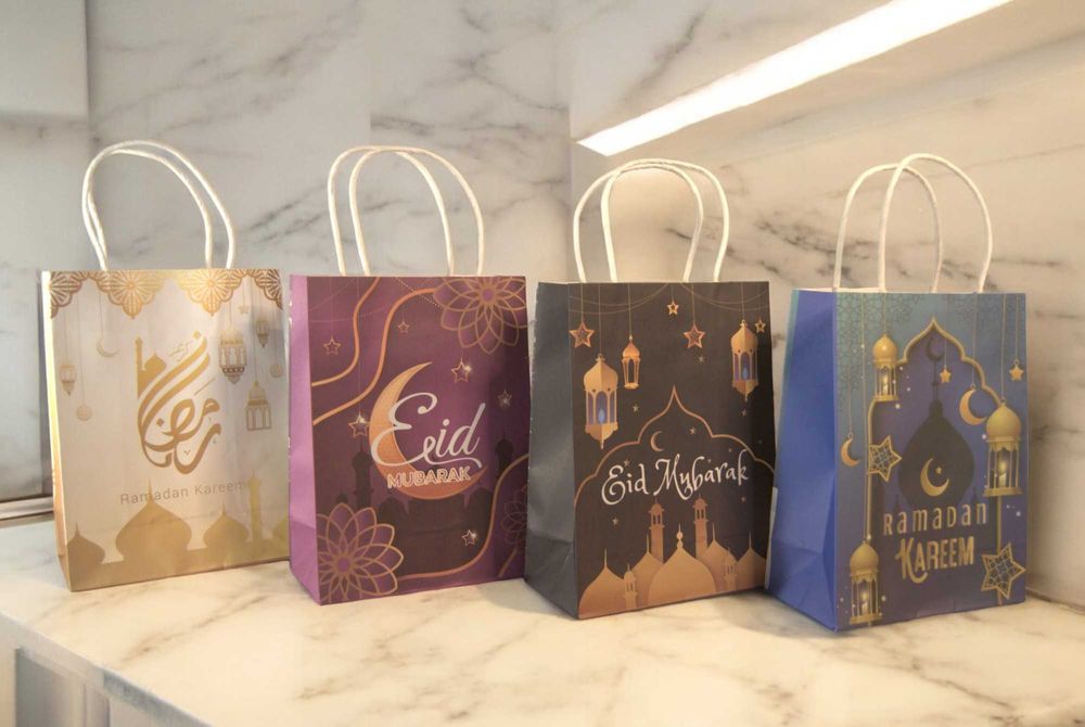 Torby na prezenty Ramadan 4 szt. toreb i 4 szt. bibułki