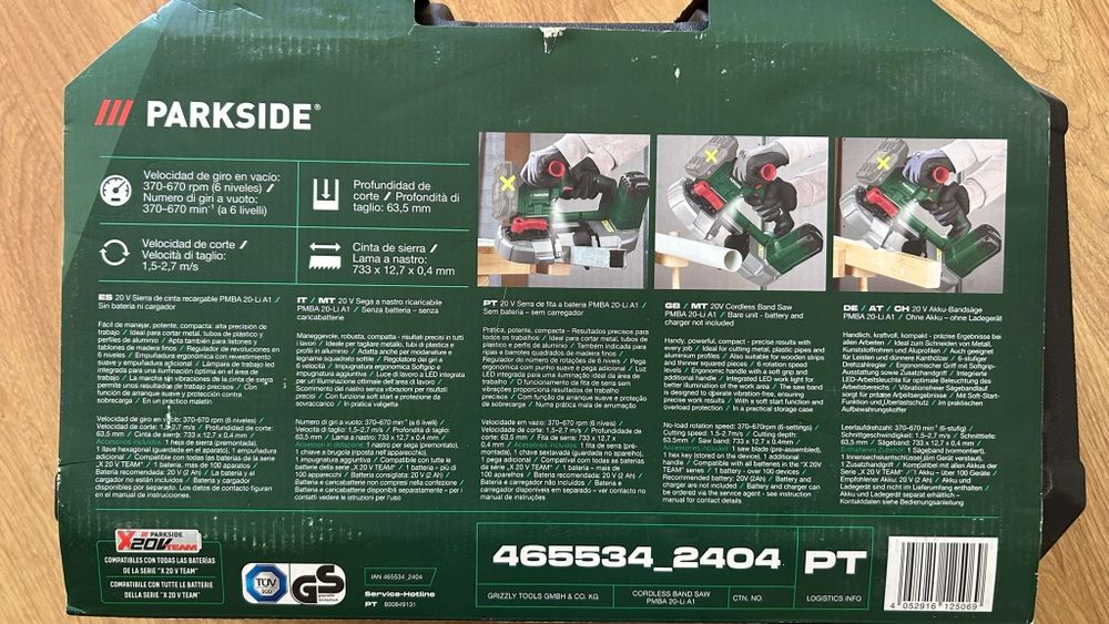 Serra de fita sem fio PARKSIDE 20 V  PMBA 20-Li A1