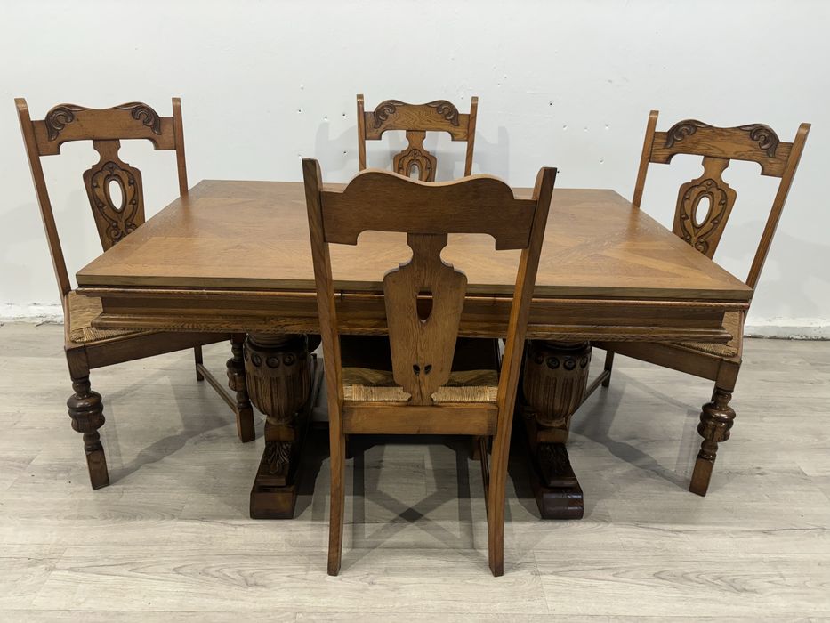 Solindy dębowy komplet stołu z krzesłami