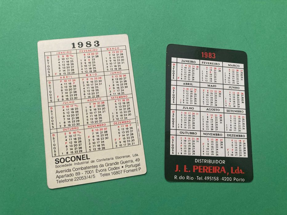 Lote 2 Calendários Pastilhas Elásticas Piratas e May Anos 80