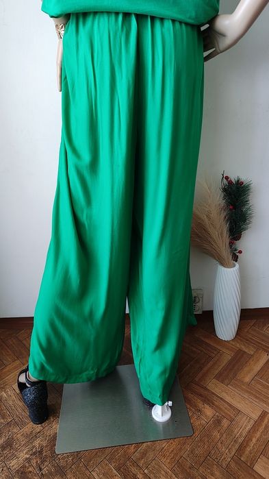 Zielone spodnie palazzo page one XL 100% wiskoza szerokie eleganckie oversize