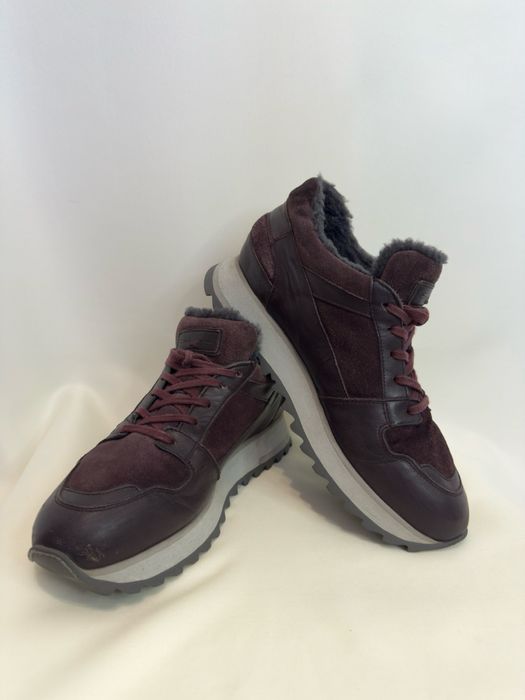 Santoni (Італія) Утеплені шкіряні кросівки на хутрі, р. 39.5-40