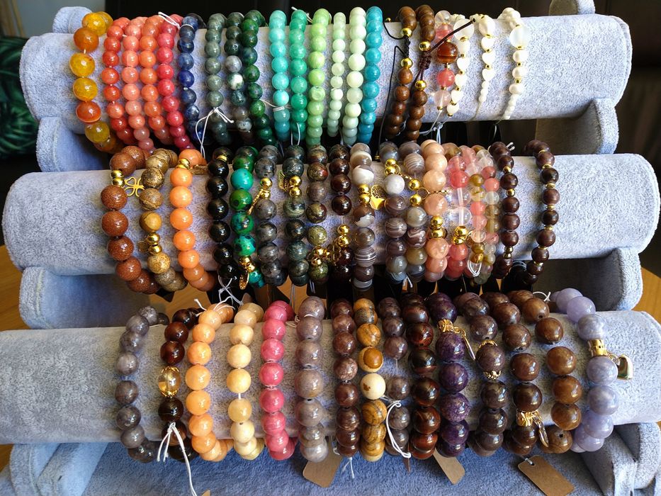 Bransoletka kamienie naturalne perły naturalne kryształ górski agat