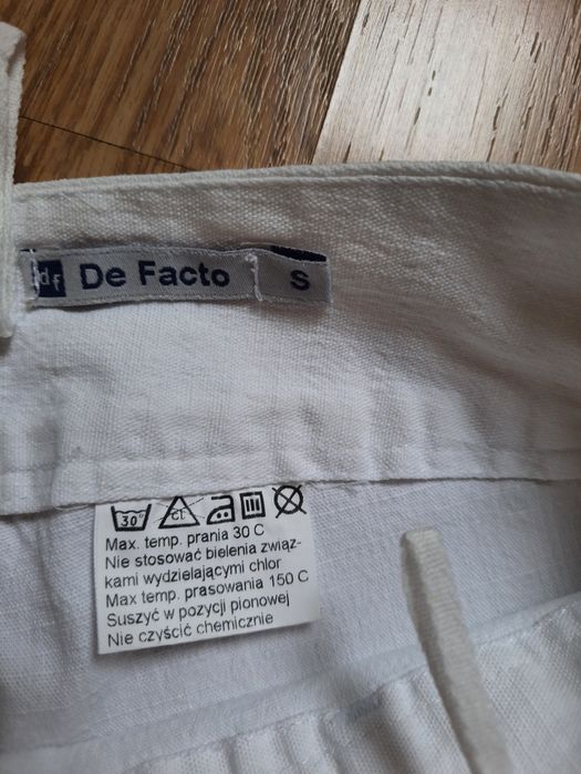 Spodnie damskie białe lato dzwony De facto S
