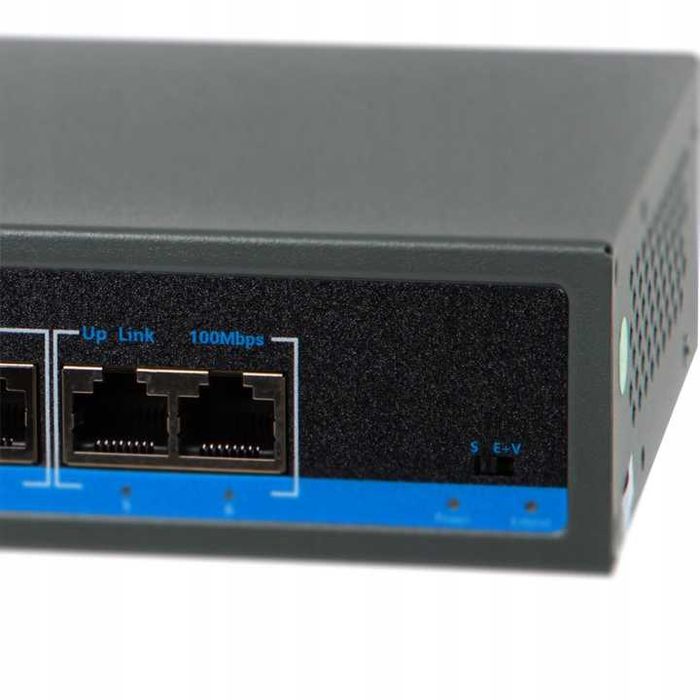 Nowy SWITCH POE do kamer 4xPOE 100Mbps 2xUpLink 75W extend mode