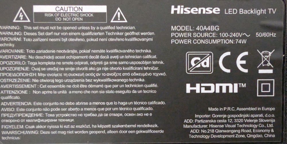 Smart TV Hisense 40A4BG 40" 4K ULTRA HD LED Wifi