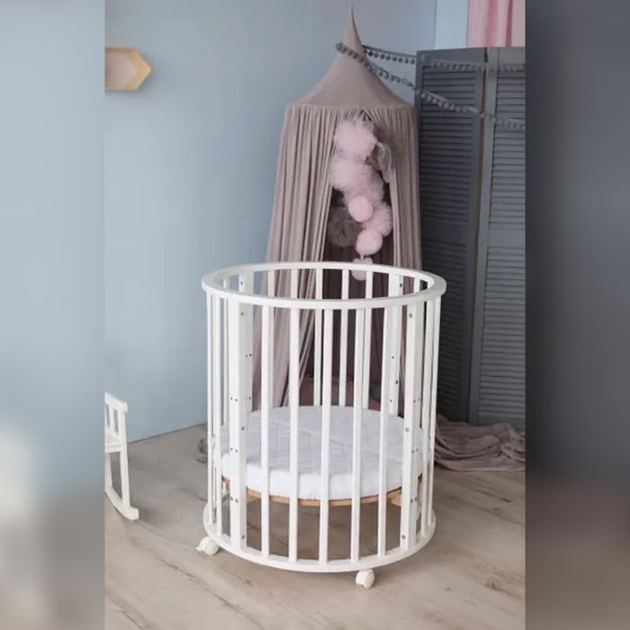 Кровать детская овальная 8 в 1 Кузя Premium Bed колёса+маятник+ матрац