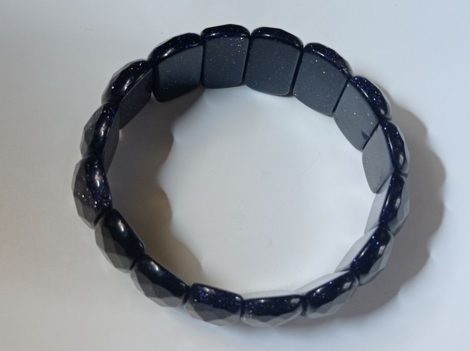 Браслет авантюрин ,синий песок. Высота 3см.